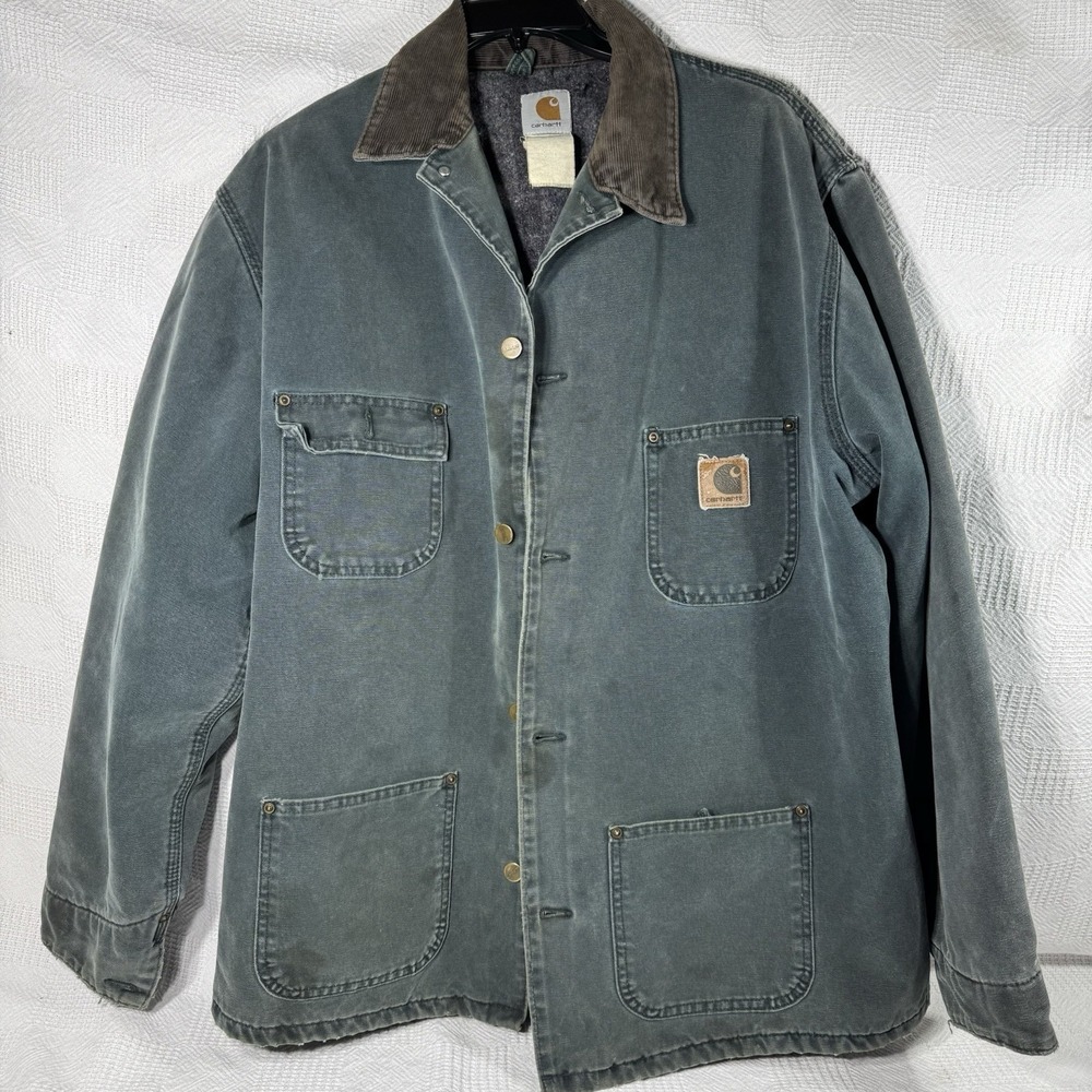 Vtg Carhartt Men's‎ Blanket Lined Coat Chore Jacket USA Green MOS Size XL